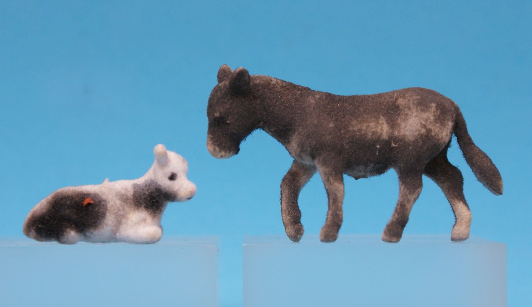 Britains Farm Flocked Donkey & Calf Lying - 'Fiddlers Furlets'