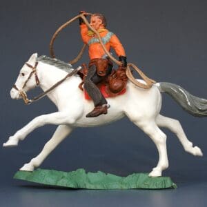Herald Swoppet Mounted Cowboy with Lasso (Orange Torso)