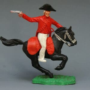 Timpo AWI Mounted British Redcoat Soldier, Firing Pistol