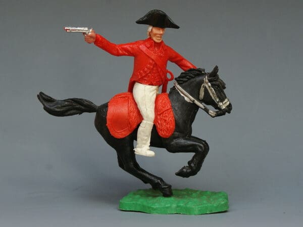 Timpo AWI Mounted British Redcoat Soldier, Firing Pistol
