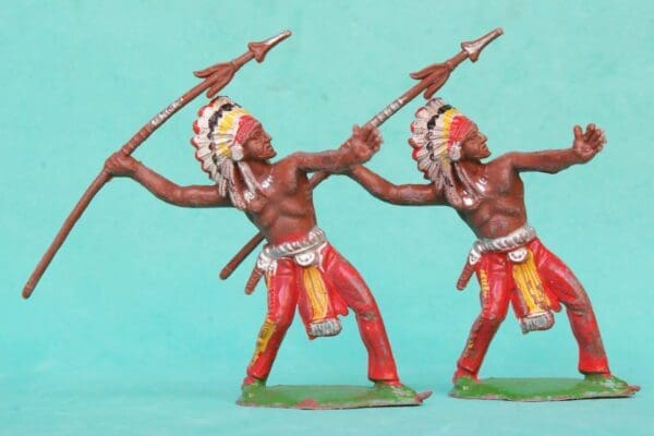 NEW! Cherilea 50mm Indians with Spear - Matching RED Paint
