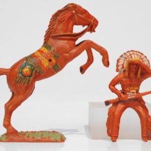 SOLD UNA Mounted Indian with Rifle Leaping Horse