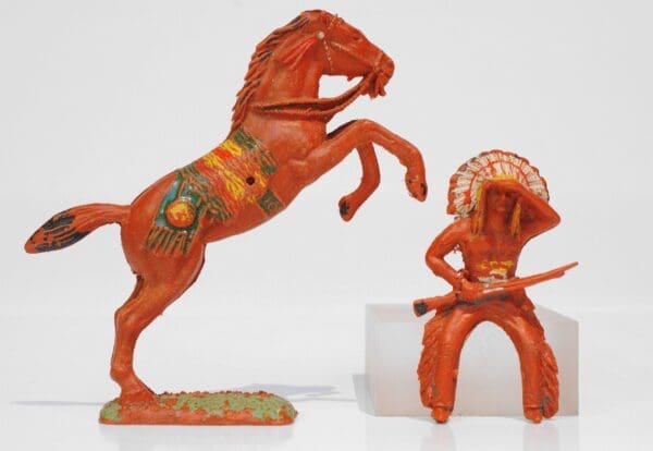 SOLD UNA Mounted Indian with Rifle Leaping Horse