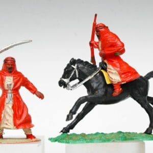 SOLD Timpo Solid Plastic Arabs (One Mounted) a/f