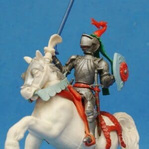 SOLD Swoppet C15th Mounted Knight with Standard - WHITE Charger!