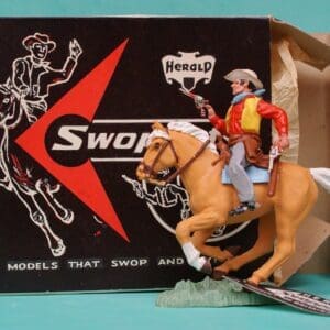 SOLD Herald Swoppet Cowboy Firing Twin Guns Mounted VNMB!