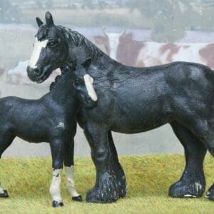 NEW! Herald Black Shire Mare & Standing Colt