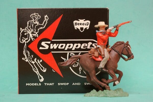 NEW! Herald Swoppet Cowboy Firing Rifle Mounted + Repro Box - Image 4