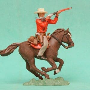 SOLD Herald Swoppet Cowboy Firing Rifle Mounted + Repro Box