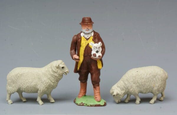SOLD Britains Shepherd with Lamb from Lead Mould - Superb!