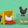 LAST ONE! Taylor & Sons Hen Coop, Broody Hen, BROWN Hens & Chick - Image 3