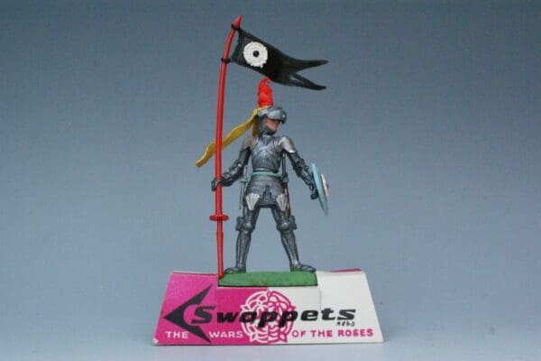 SOLD 'Swoppet' Knight with Standard on Card Shop Plinth!