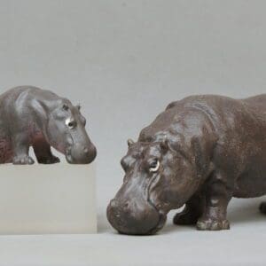 SOLD Britains Zoo Series Adult & Baby Hippos - Early PINK Bellys