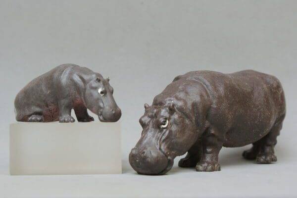 SOLD Britains Zoo Series Adult & Baby Hippos - Early PINK Bellys