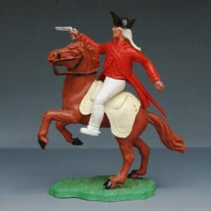 SOLD Timpo AWI Mounted British Soldier, Firing Pistol