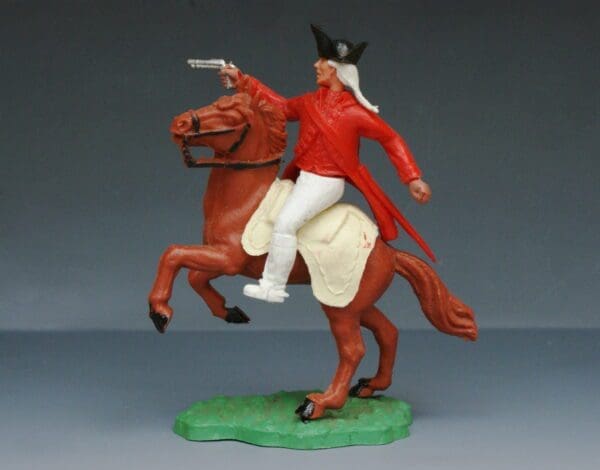 SOLD Timpo AWI Mounted British Soldier, Firing Pistol