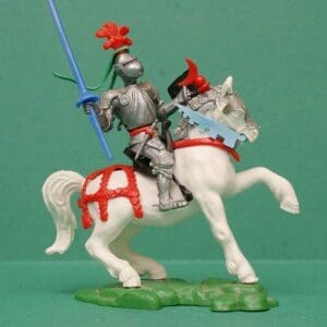 SOLD Swoppet Mounted Knight with Standard - WHITE Charger