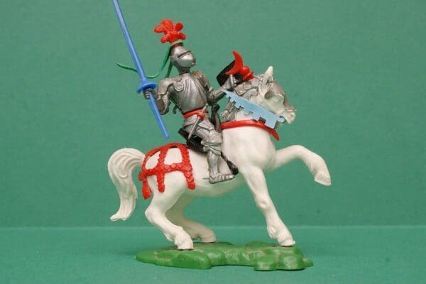 SOLD Swoppet Mounted Knight with Standard - WHITE Charger