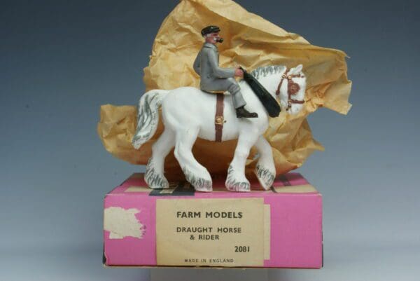 SOLD Draught Horse & Rider (Grey Plastic) Boxed