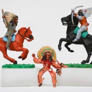 SOLD Timpo Solid Plastic Mounted Indians - Group of 3