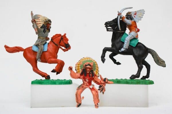 SOLD Timpo Solid Plastic Mounted Indians - Group of 3