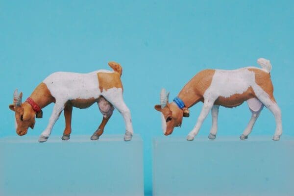 SOLD Herald Goat Feeding (Tan & White) - BLUE Collar Variant