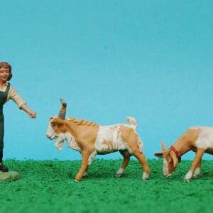 SOLD Herald Landgirl with 2 Goats (Tan & White)