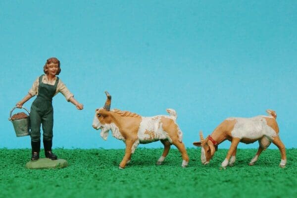 SOLD Herald Landgirl with 2 Goats (Tan & White)
