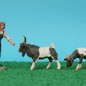 NEW! Herald Landgirl with 2 Goats (Grey & White)