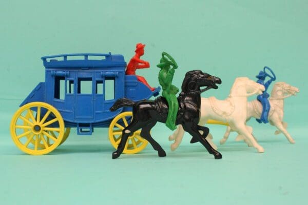 Tudor Rose Stagecoach (BLUE) with Cowboy Escort