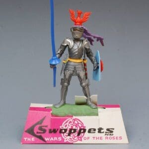 SOLD Swoppet Knight with Standard on Card Shop Plinth!