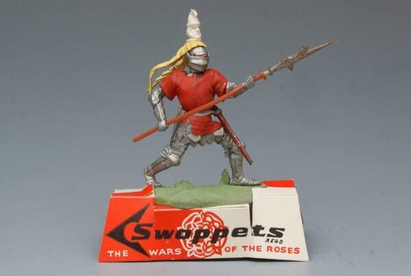 SOLD Swoppet Knight with Halberd on Card Shop Plinth!