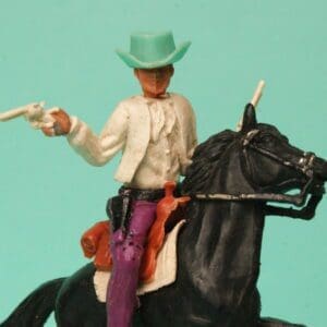 SOLD Timpo 1st Series Mounted Twin Guns Cowboy - Big Hat