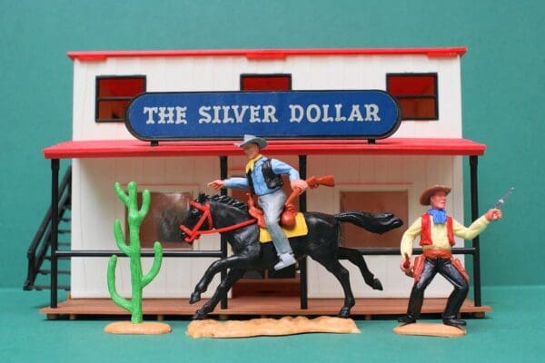 SOLD Timpo Swoppet Wild West Saloon with Cowboys