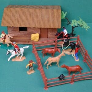 SOLD Timpo Swoppet Wild West Ranch House with Cowboys