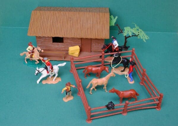 SOLD Timpo Swoppet Wild West Ranch House with Cowboys