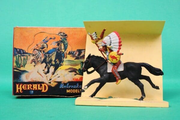 SOLD Herald Zang Mounted Indian Chief with Spear - Boxed!
