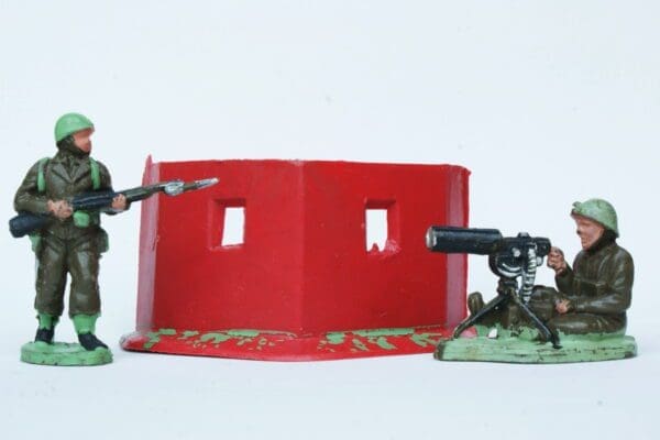 SOLD UNA Khaki Infantry & Pill Box (Timpo Copies)