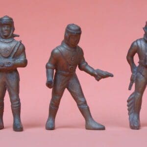 SOLD Poplar Plastics 54mm Spacemen Aliens - OLD GOLD