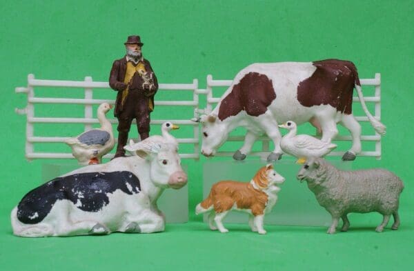 SOLD Britains Lead Mould Farm Models - Shepherd with Lamb