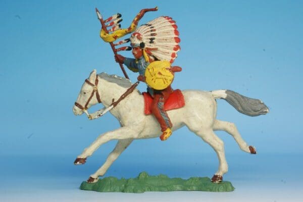 SOLD Herald Mounted Indian Chief with shield and spear