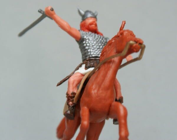 SOLD Timpo Mounted Viking, Attacking with sword