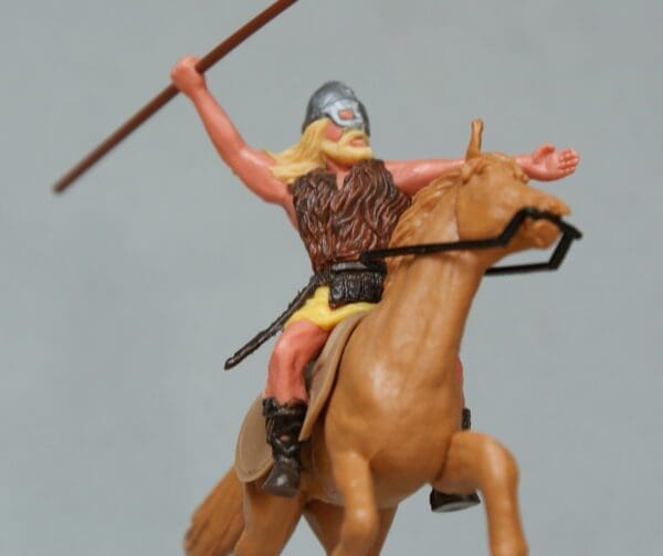 SOLD Timpo Mounted Viking, Throwing Spear, Sutton Hoo Helmet