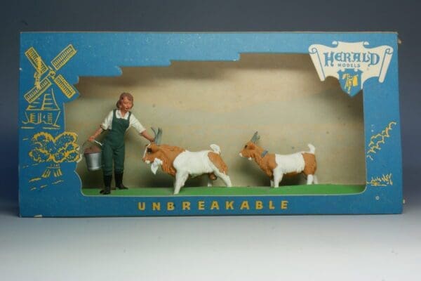 SOLD Herald Landgirl with 2 Goats Display Carton