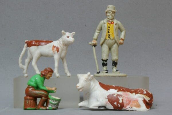 Charbens Farm Models - Farmer, Milkmaid, Cow & Calf