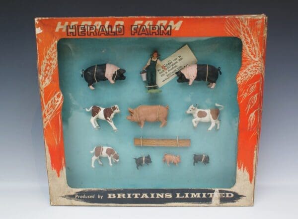 SOLD Farm Land Girl with Pigs & Calves Box Set