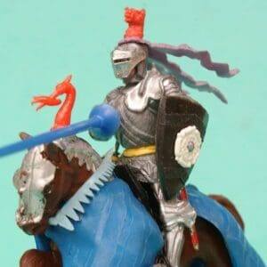 SOLD Swoppet C15th Mounted Knight Charging - Blue Blanket