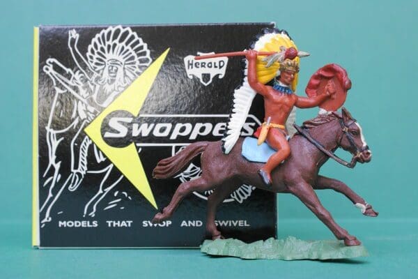 Herald Swoppet Indian Chief with Spear, Mounted