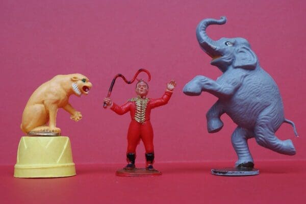 SOLD Charbens Circus Lion Tamer, Tiger, Elephant & Tub