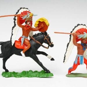 Herald Swoppet Indian Chief with Spear - Mounted & On Foot